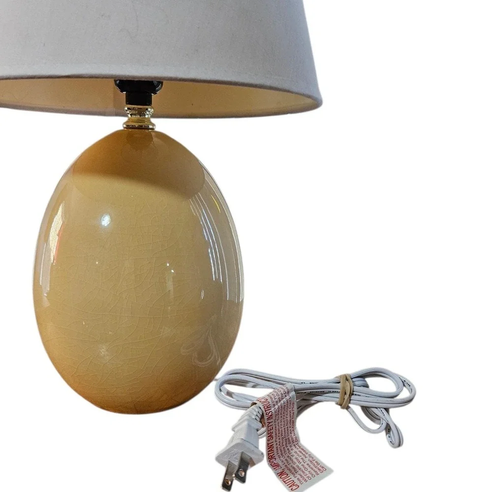 Bellamy Table Lamp Crackle Glaze Egg Shape Ceramic Lamp Mustard Yellow 17